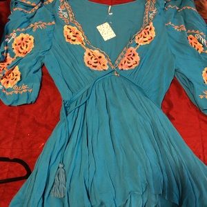 Turquoise flowered dress